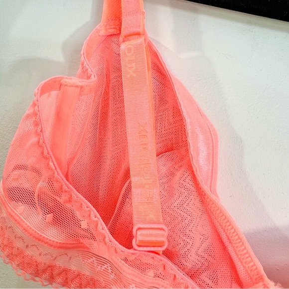 Billet Doux France bright coral mesh chevron print underwire bra 34 C - Picture 10 of 14